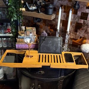 Never used Bamboo Bathtub Caddy Tray with Device Slots